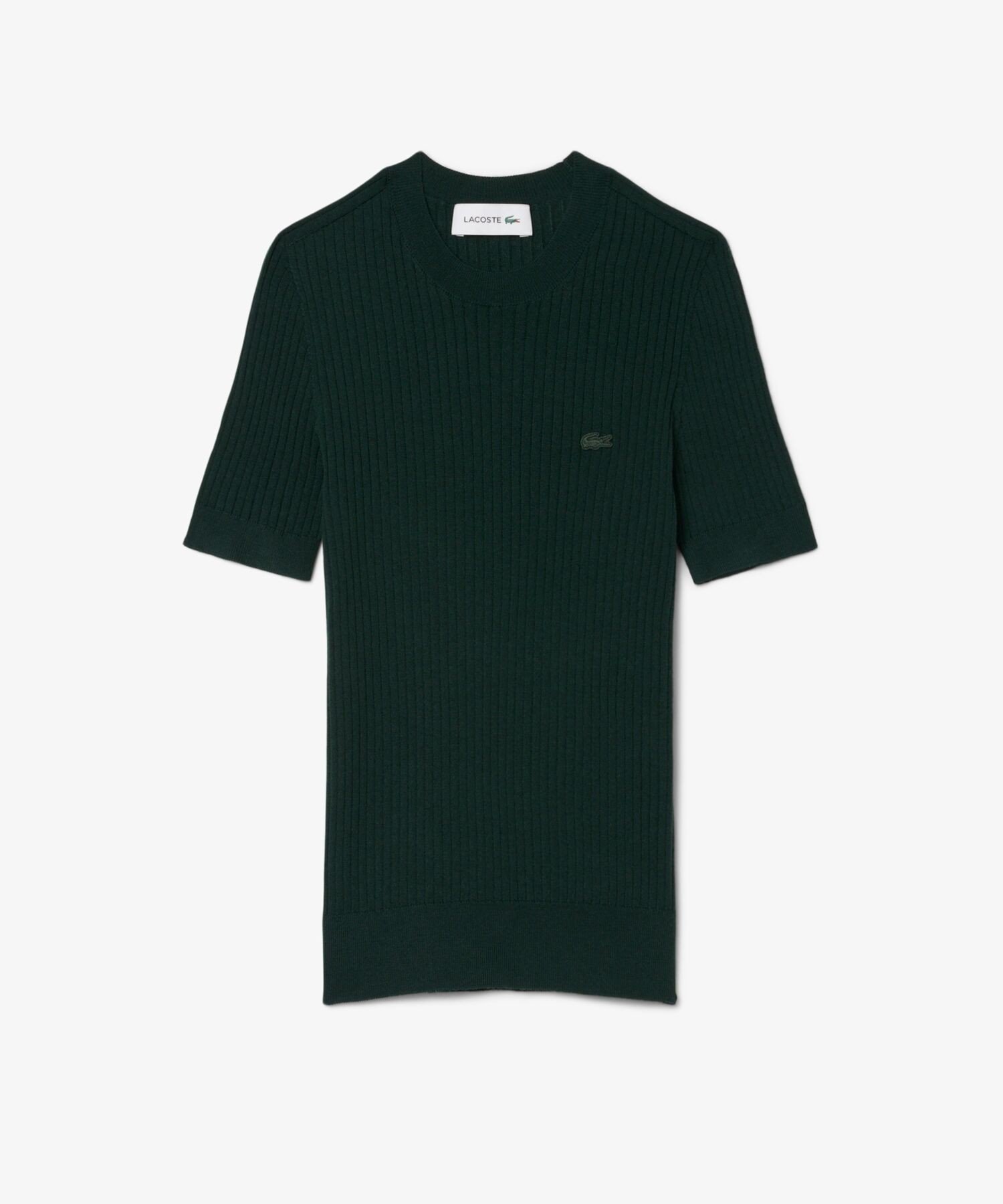 Свитер LACOSTE вязаный, 3D-вязка, мериносовая шерсть, Dark Green — фото 3
