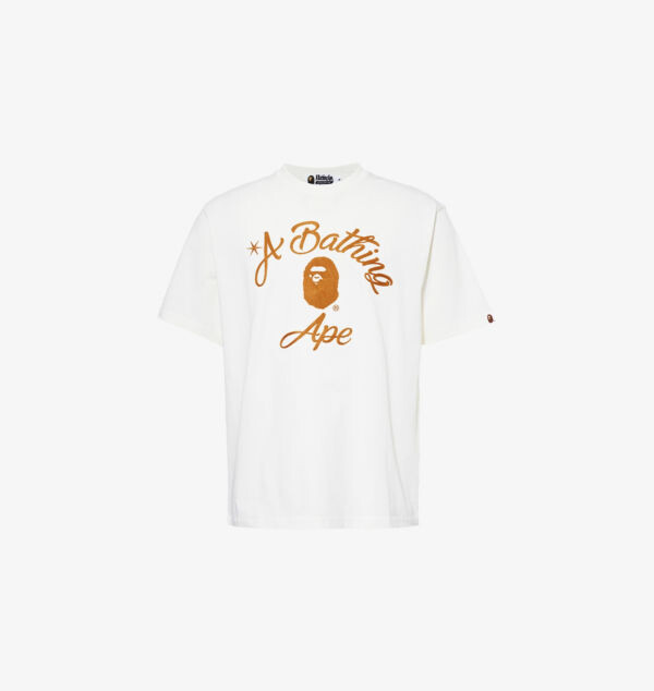 

Футболка из хлопка с вышивкой в стиле колледжа Chain A Bathing Ape, белый