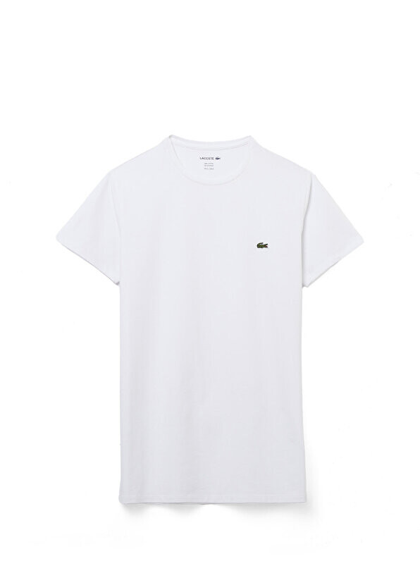 Белая мужская футболка slim fit с круглым вырезом Lacoste — фото 3