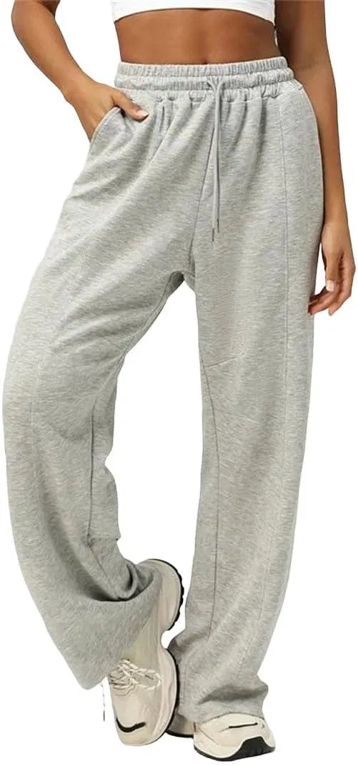 Женские спортивные брюки широкие с карманами, Heather Gray9