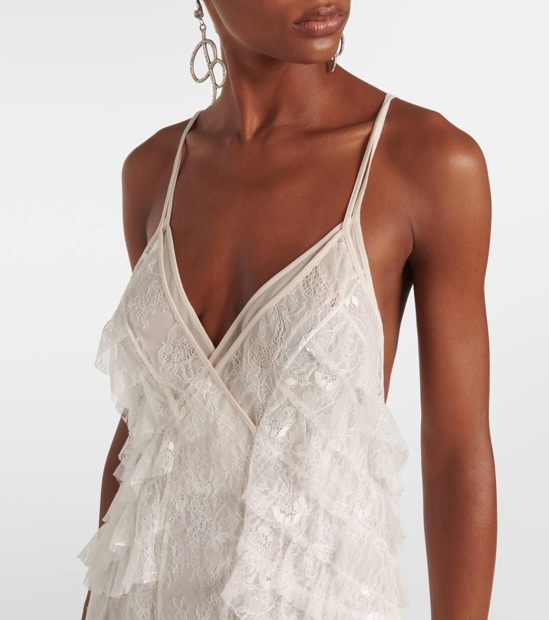 Платье-комбинация из кружева Blumarine, цвет white pearl — фото 4
