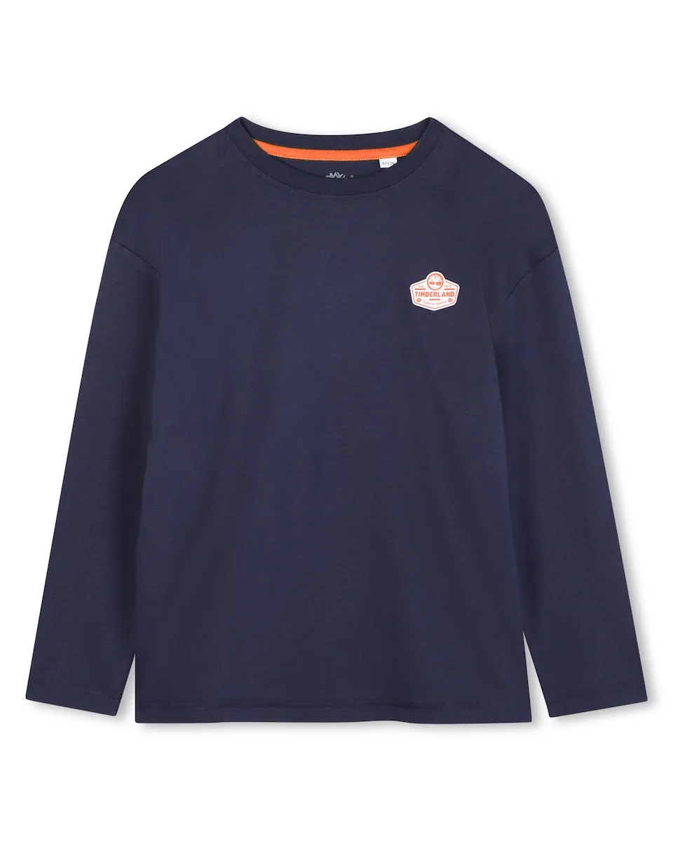 

Детская хлопковая футболка Timberland, темно-синий