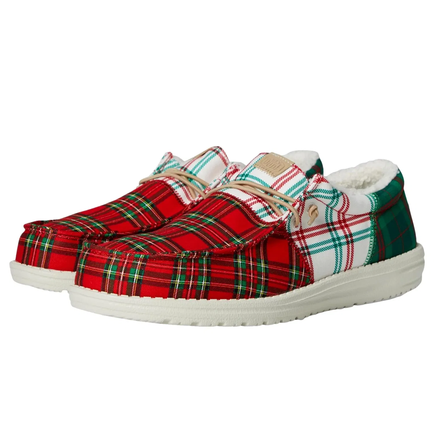 Men's Hey Dude Wally Tri Tartan Plaid Red / White / Green 43472-78Q — фото 4