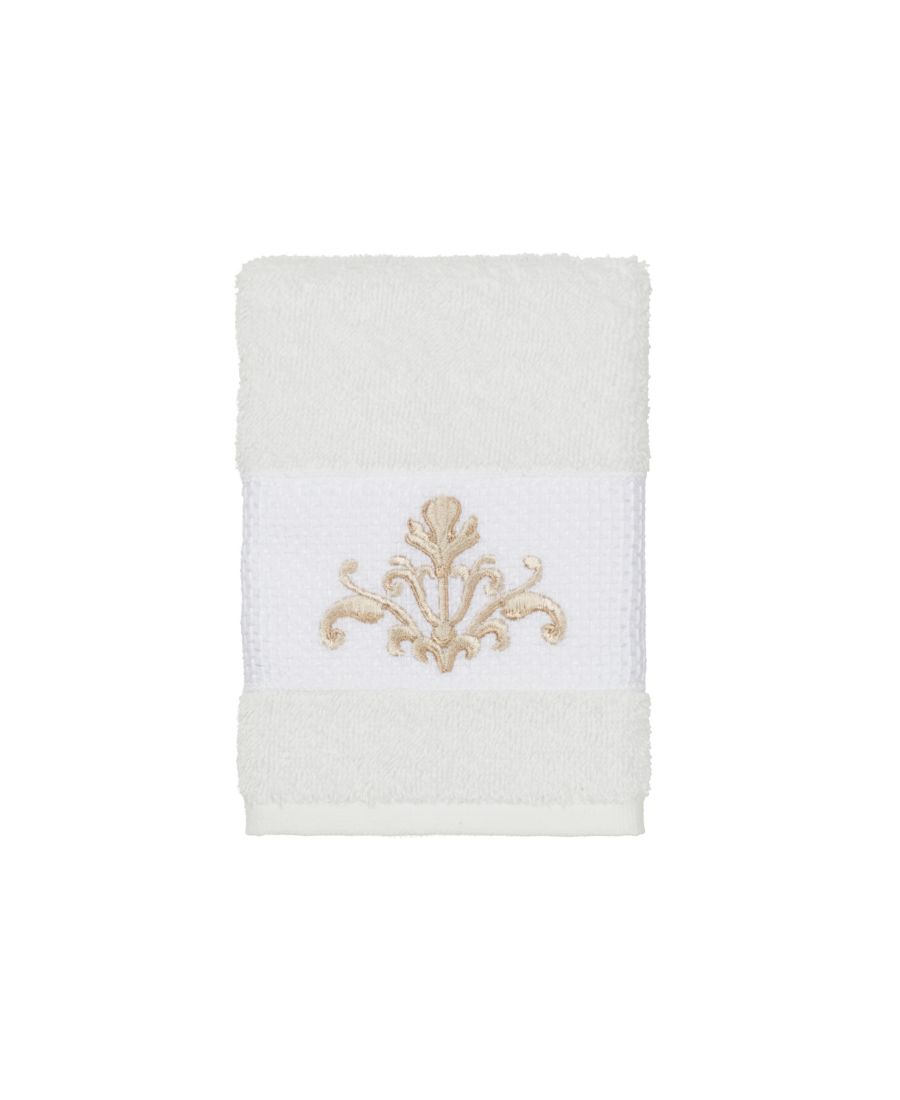 

Салфетка для умывания из турецкого хлопка алого цвета с вышивкой. Linum Home, White