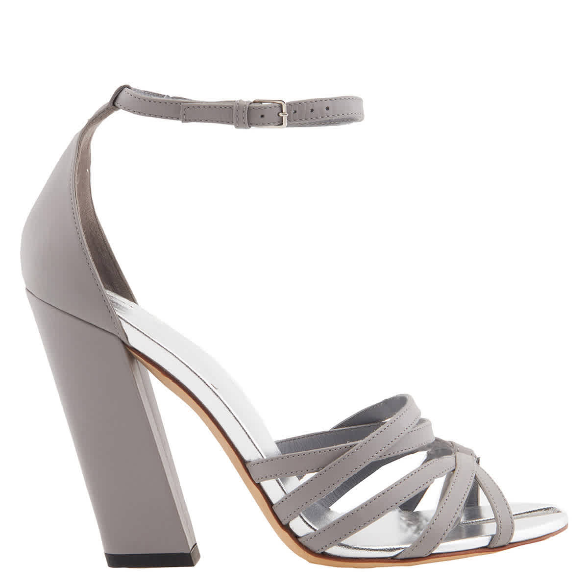 Burberry Cloud Grey Кожаные сандалии Hove с раздвоенным носком