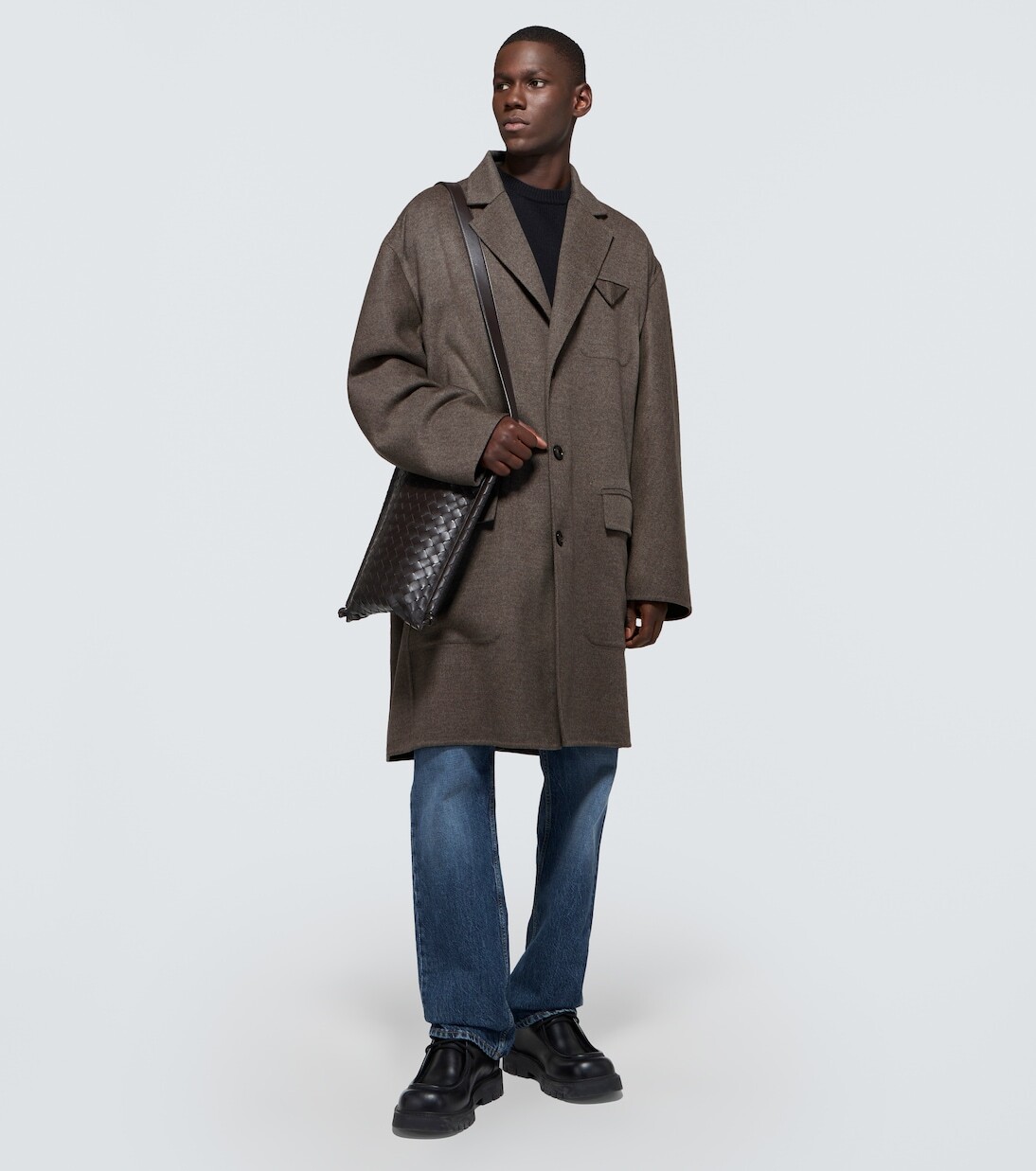 Пальто из шерсти и кашемира Bottega Veneta, серый — фото 2