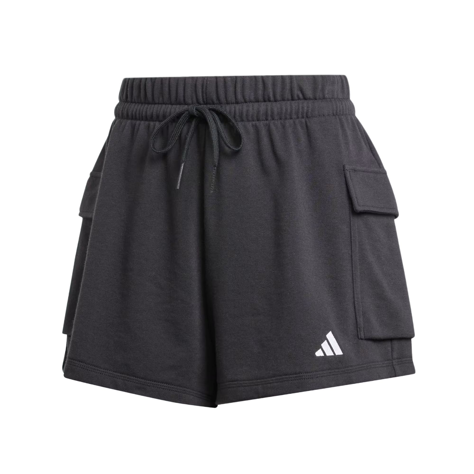 

Adidas Женские карго-шорты French Terry Essentials с маленьким логотипом Black/White