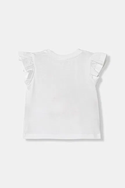 Футболка с коротким рукавом батистовые рукава растительно-животный принт United Colors of Benetton, белый — фото 2