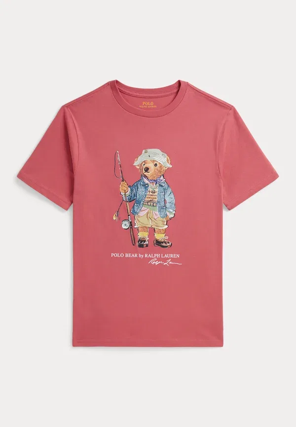 Футболка Polo Ralph Lauren, модель Polo bear cotton jersey tee 7 14y print t-shirt, цвет адирондак берри