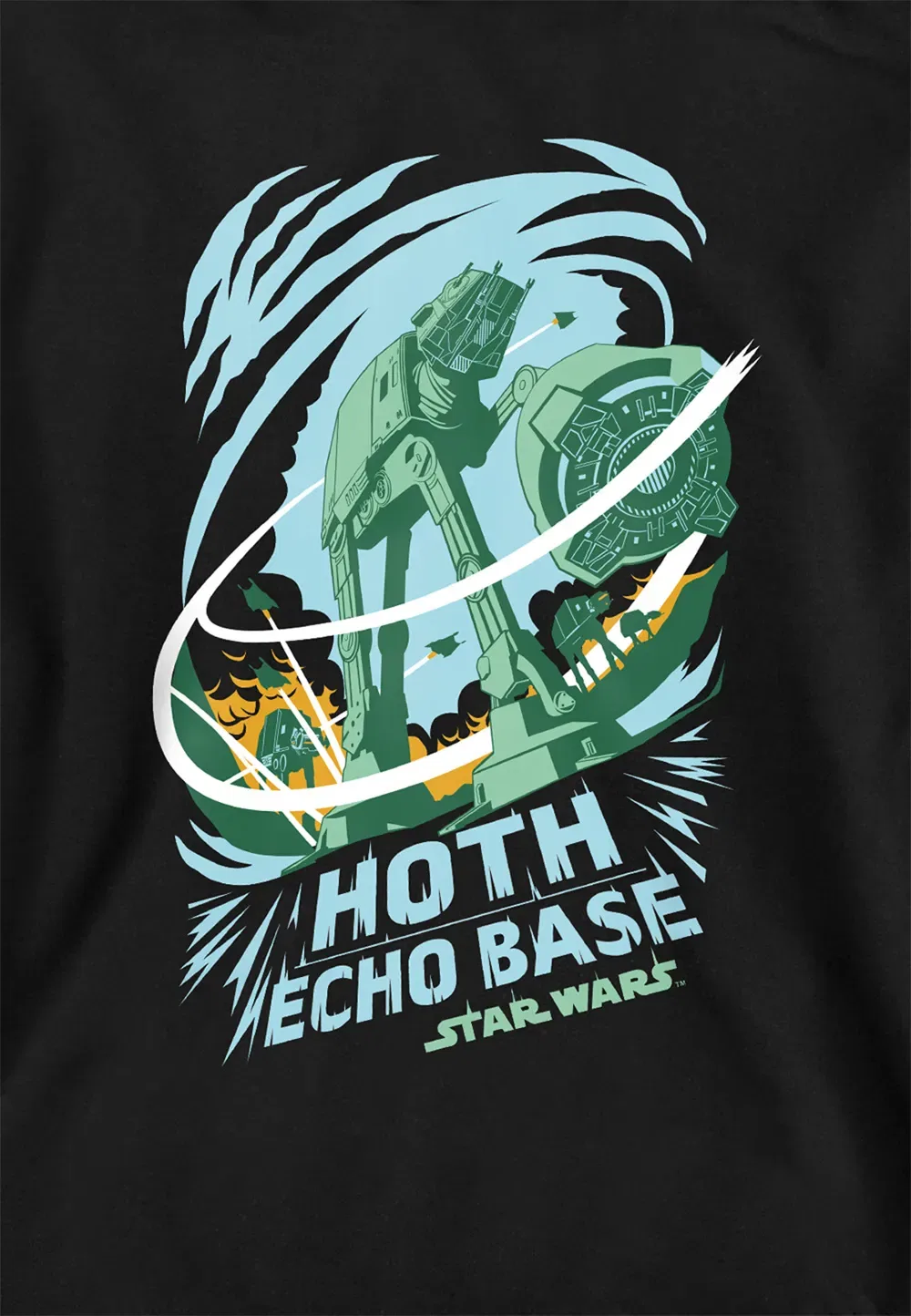 Детский худи Star Wars Echo Base Attack, черный, Disney, черный — фото 2
