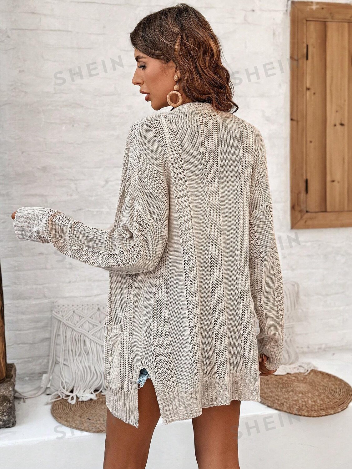 

Кардиган женский Shein Lune с заниженными плечами, абрикосовый