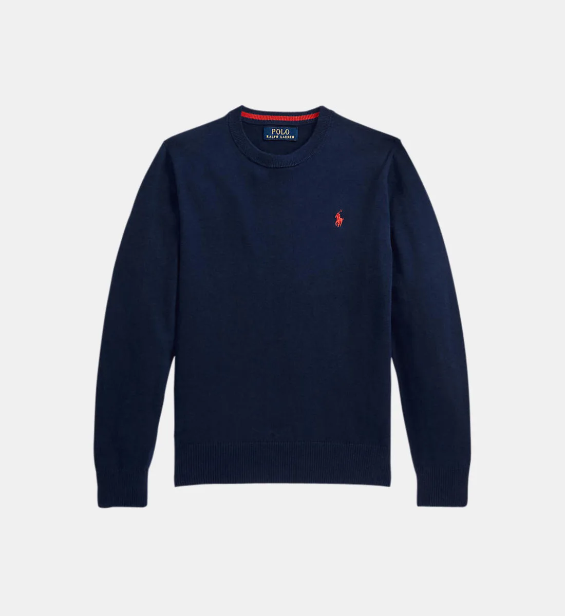 Прямой пуловер из хлопка с вышитым пони POLO RALPH LAUREN, синий