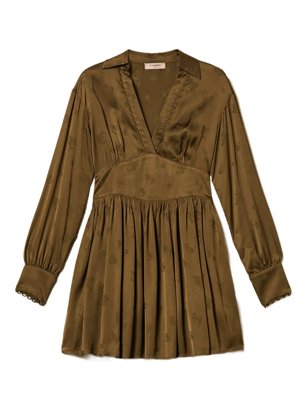 

Жаккардовое платье мини с цветочным узором TWINSET, зеленый