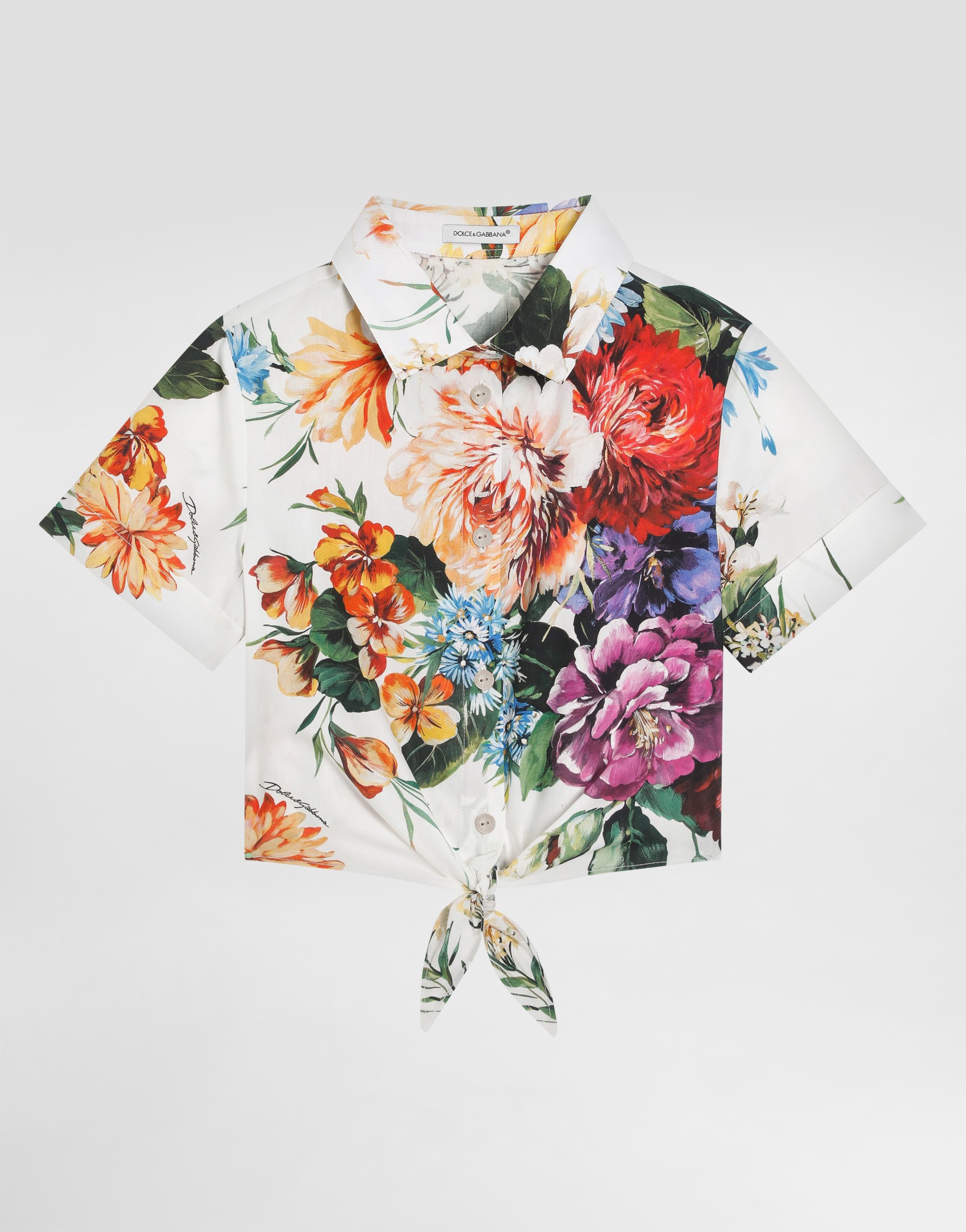 

Рубашка из поплина с цветочным принтом Dolce&Gabbana, мультиколор