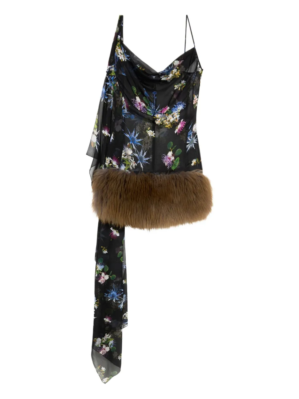 

Платье мини с цветочным принтом BLUMARINE, черный