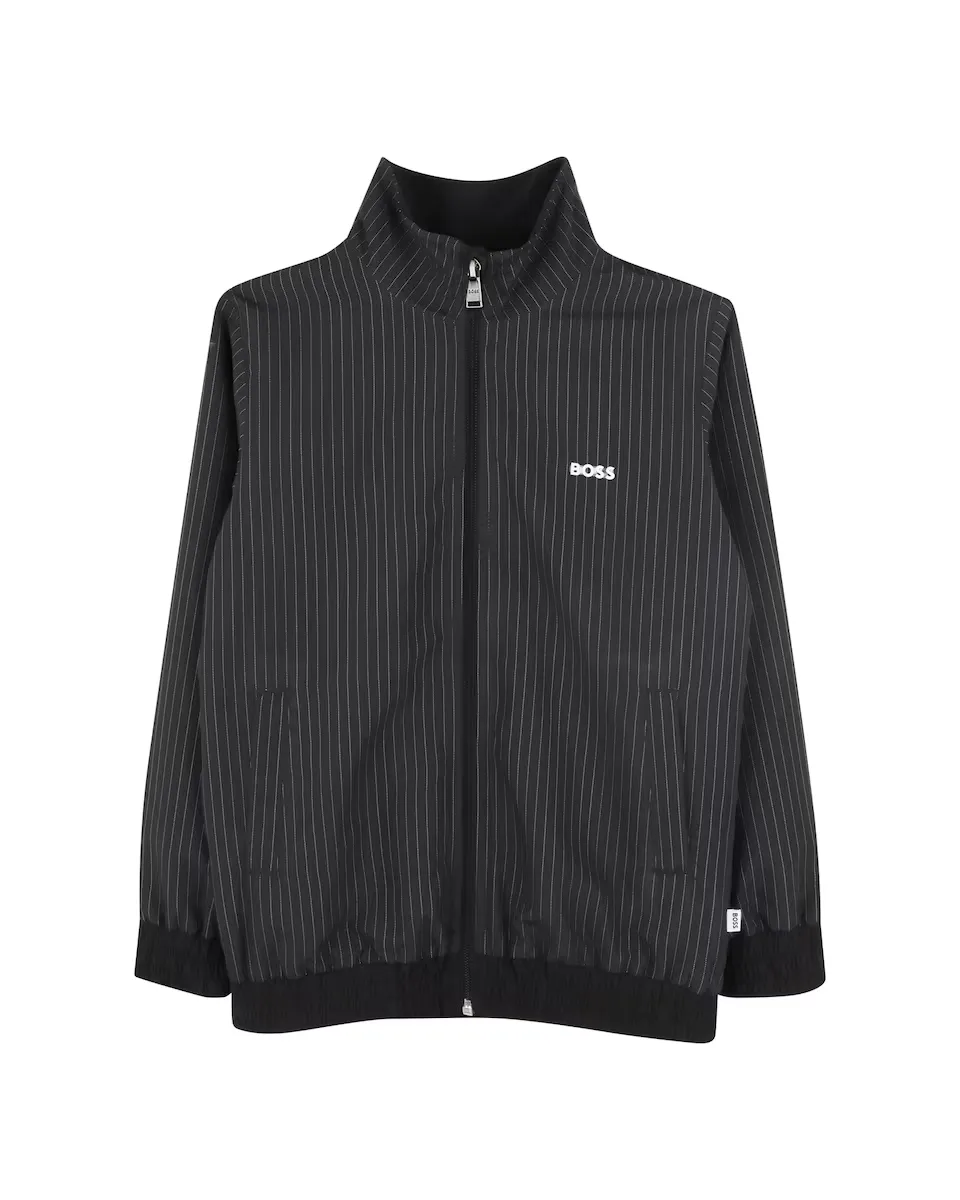 

Черная мальчишеская куртка с длинными рукавами BOSS Kidswear, чёрный