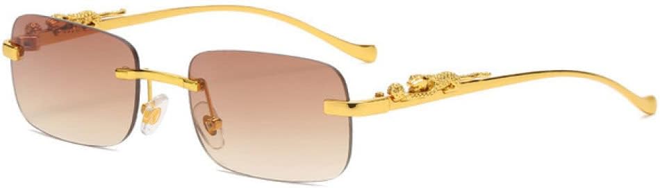 

Винтажные квадратные солнцезащитные очки без оправы для женщин и мужчин, роскошные дизайнерские, популярные, для путешествий и вождения, металлические, с леопардовым принтом, защита от ультрафиолета UV400 generic, Gold Tea