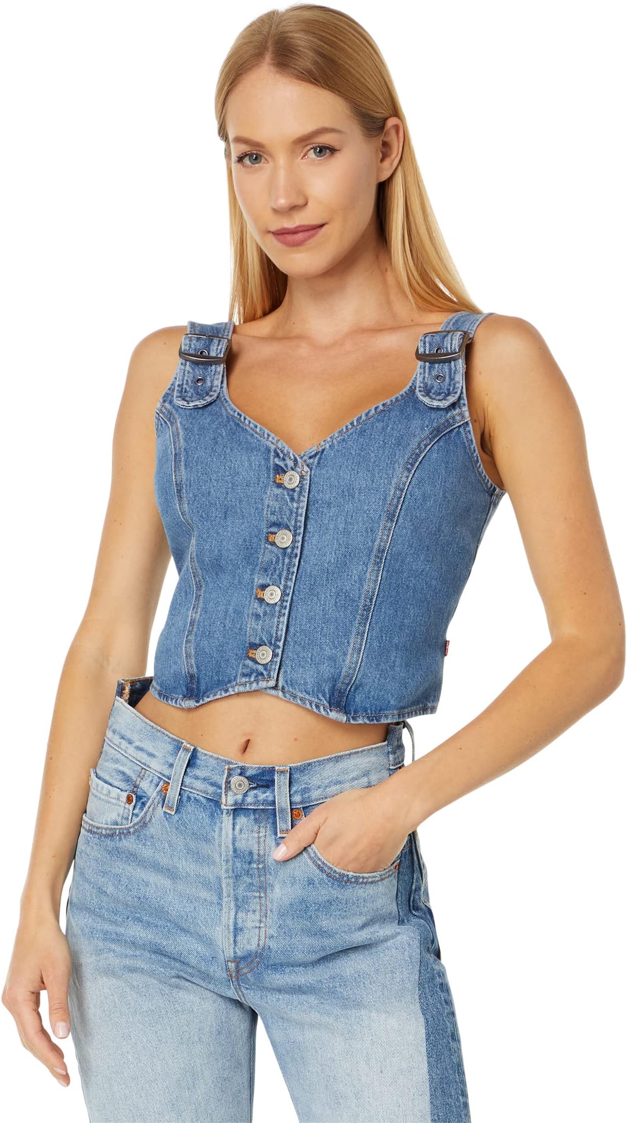 

Топ Levi's Womens Charlie Denim Crop Top, цвет I'm Never Wrong