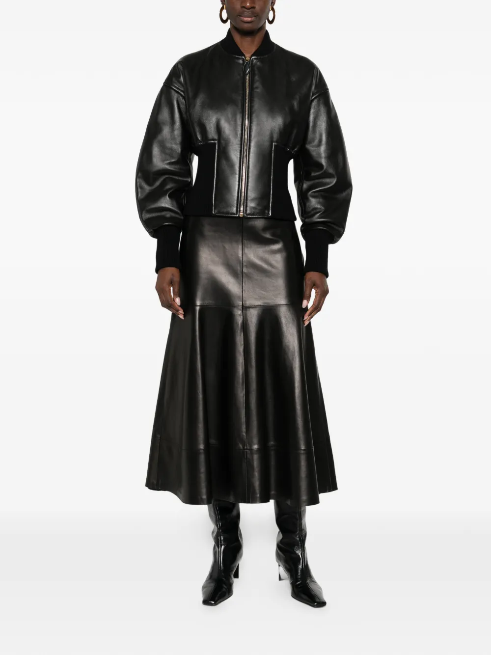 Кожаная куртка в рубчик Alaïa, черный — фото 2