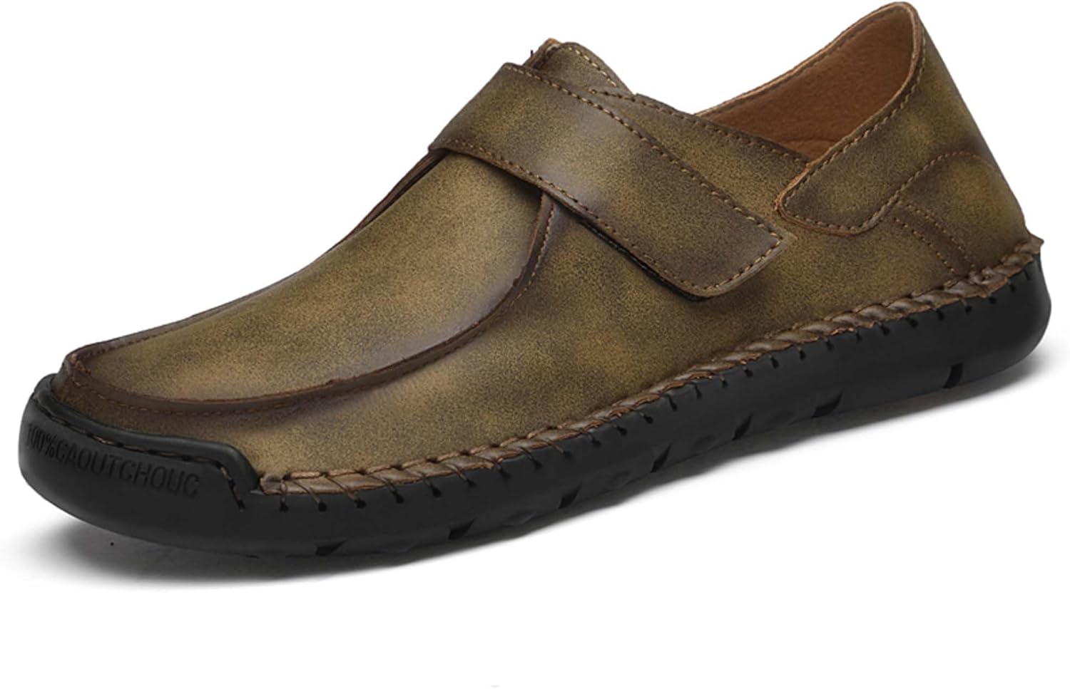 

Мужские кожаные прогулочные туфли, классический простой дизайн, низкие повседневные мужские обувь, усиленная прошивка подошвы, легкие, мягкие, удобные, нескользящие и прочные, легкая застежка Vtiao, коричневый
