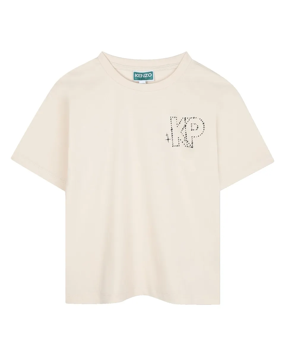 

Детская футболка 100% хлопок с короткими рукавами Kenzo Kids, светло-бежевый