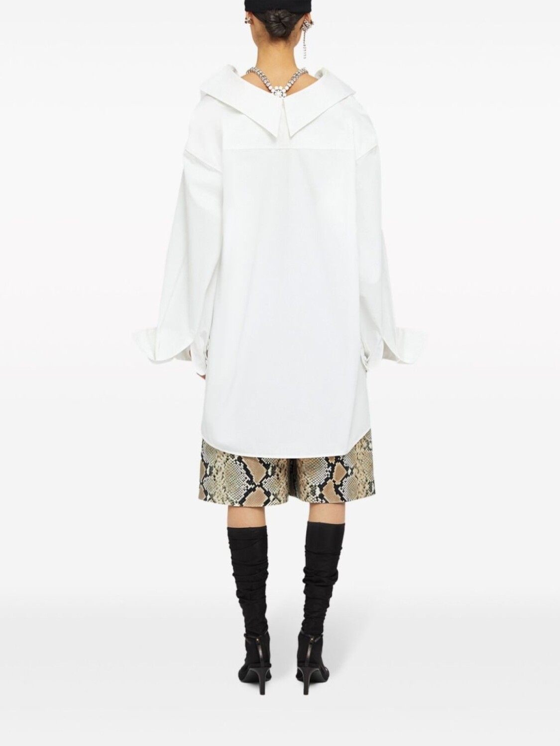 Jil Sander шорты-бермуды с тиснением под кожу змеи, коричневый — фото 3