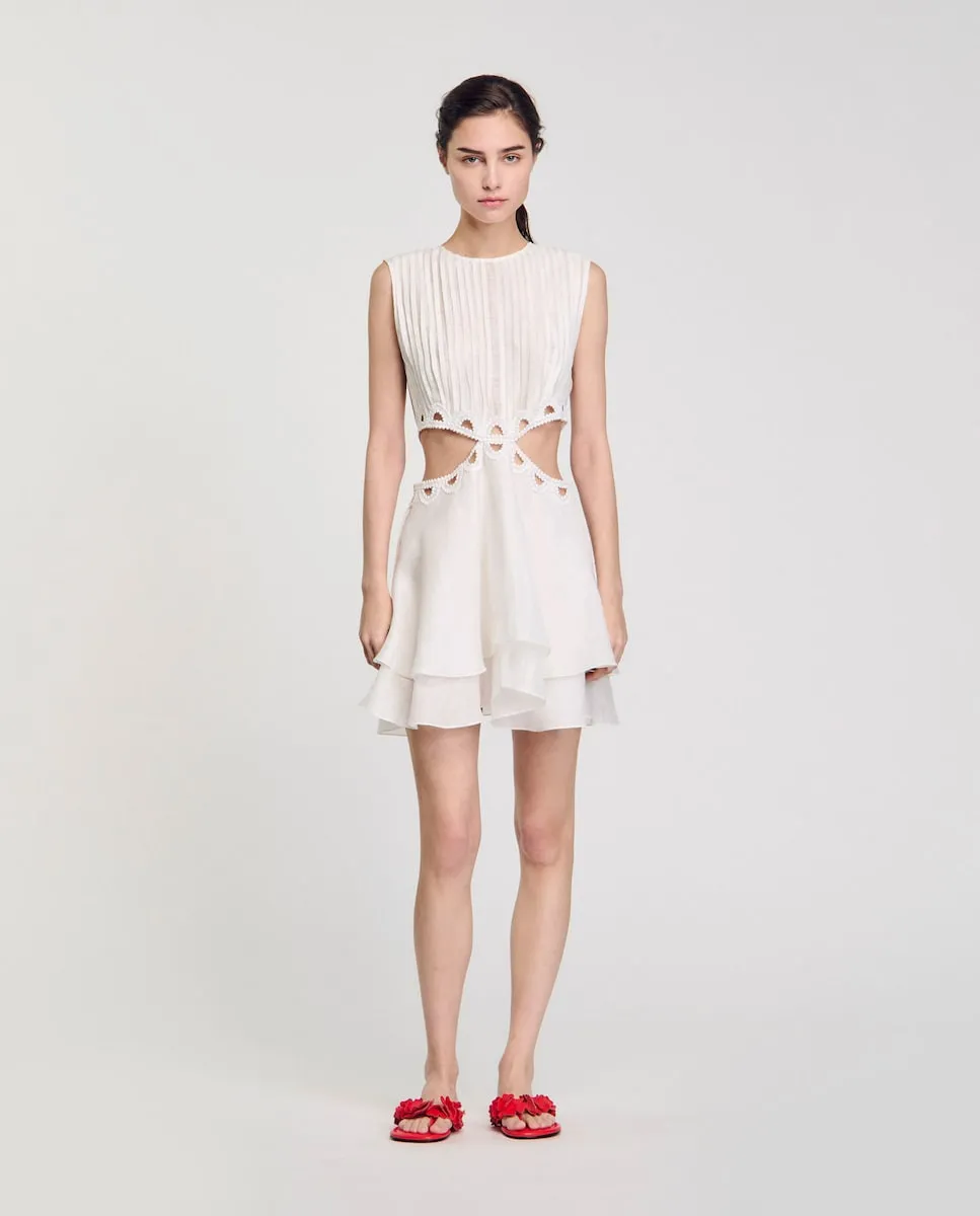 

Короткое платье с вырезами Sandro, белый