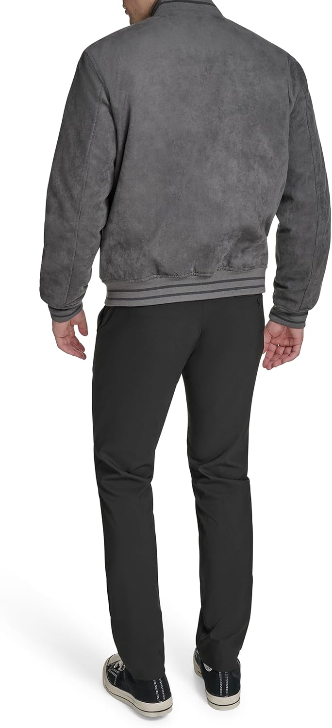Мужская куртка-бомбер Tommy Hilfiger из искусственной замши с логотипом Varsity, Grey — фото 4