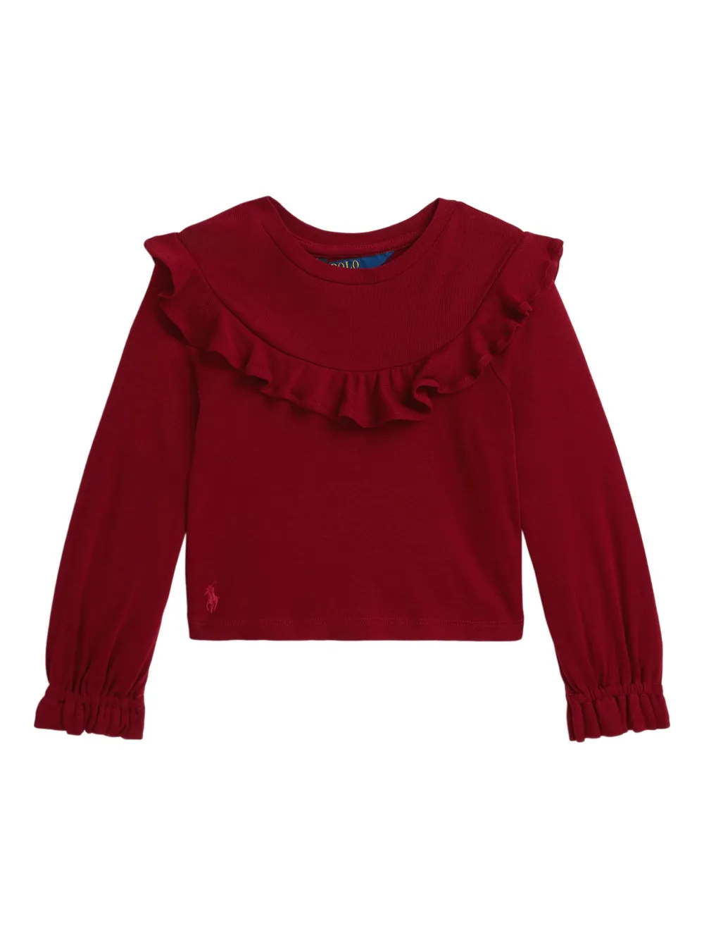 

Трикотажный топ с оборками POLO RALPH LAUREN KIDS, красный