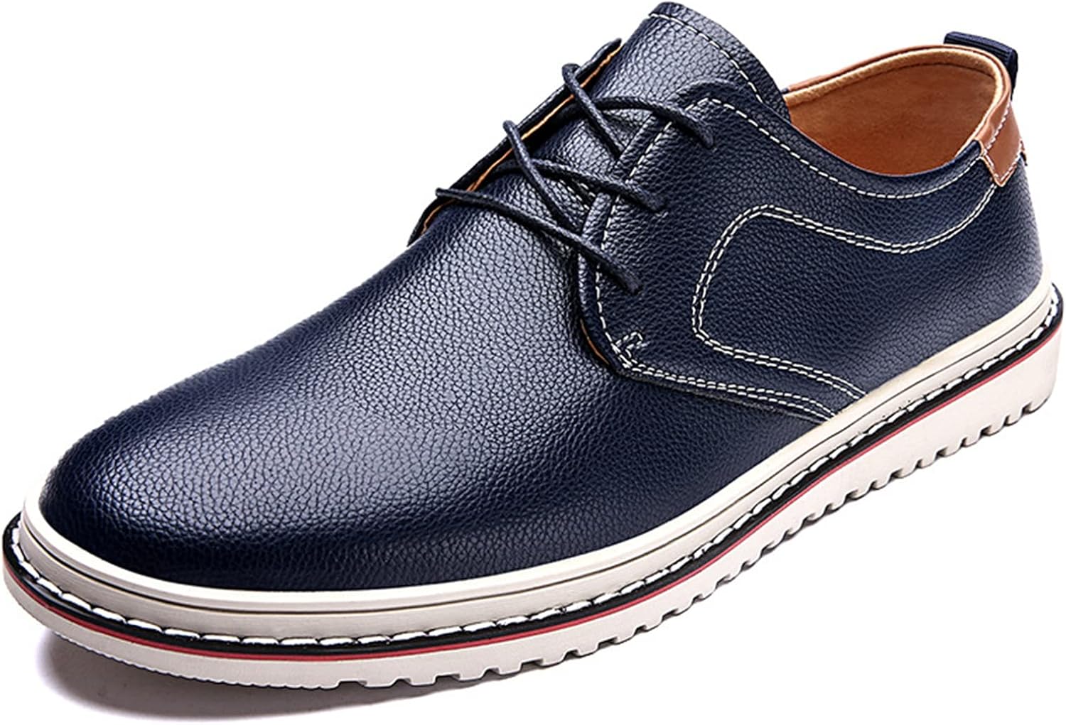 

Мужские кожаные туфли-оксфорды на шнуровке, модные, с плоской подошвой, легкие, дышащие, для повседневной носки, прогулок, вечеринок и работы Crepuscute, синий