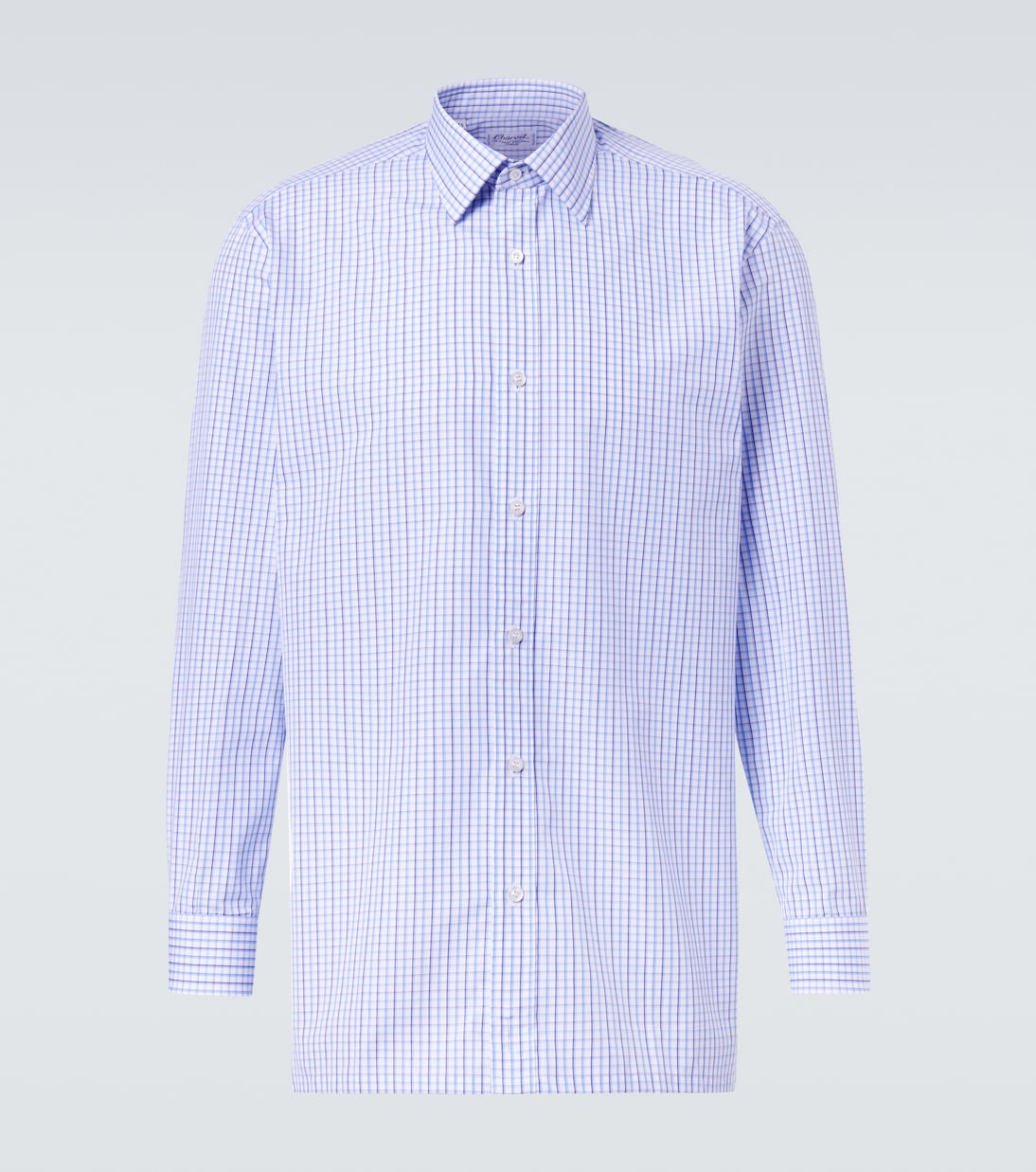 

Рубашка из клетчатого поплина Charvet, Blue White Check