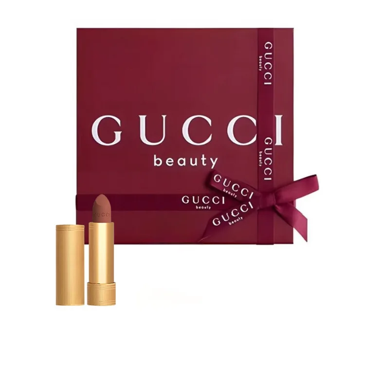 GUCCI Помада-стик Pleuche Golden Tube в подарочной коробке, бархатно-матовое покрытие, легко наносится, Velvet Mist #122