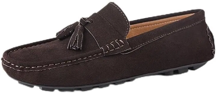 Лоферы, кожа нубук, Loafers for Men Round Toe, коричневый SayfuR