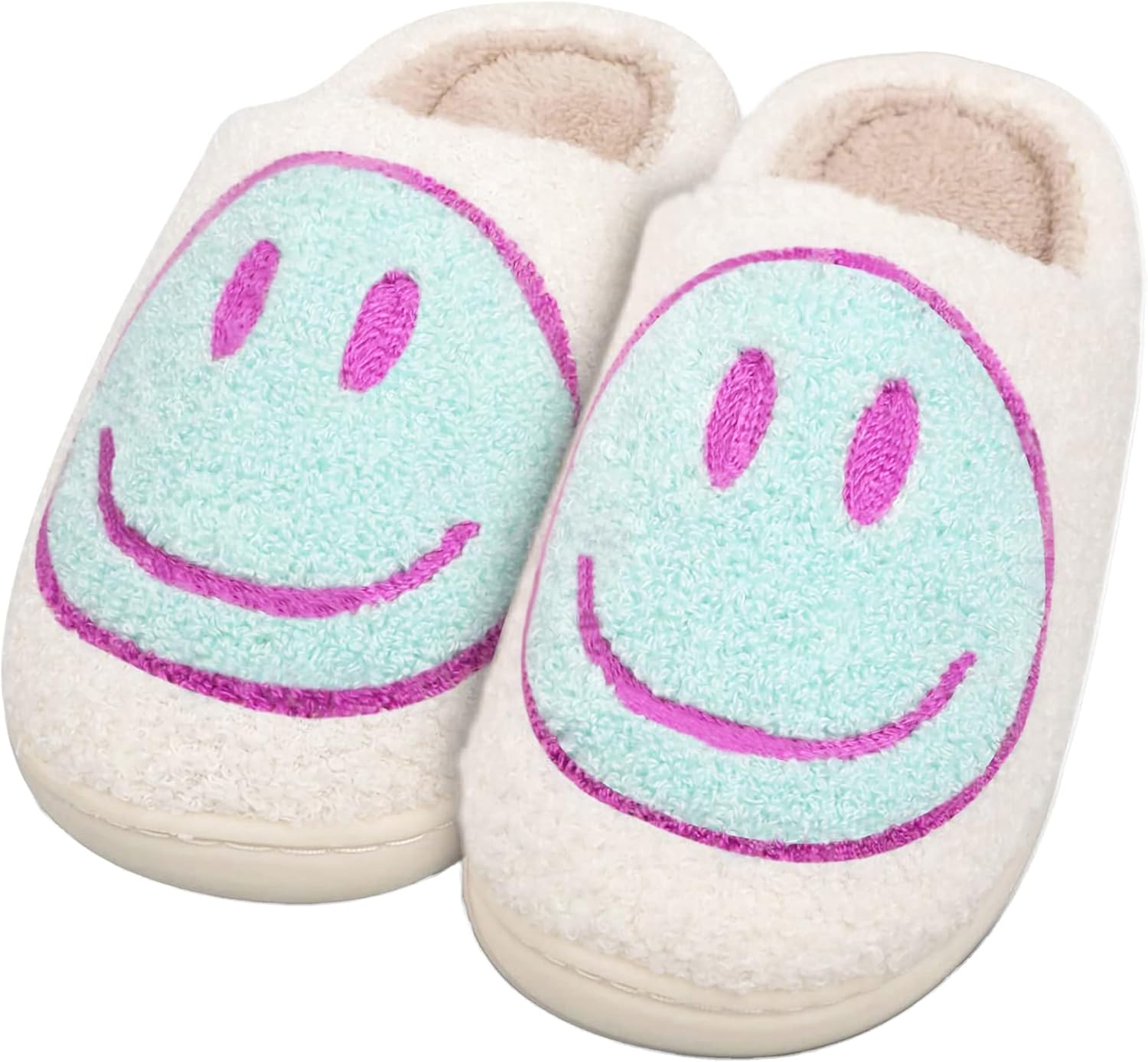 

Тапочки с улыбающимся лицом для женщин и мужчин, ретро, удобные, теплые, мягкие Miscloder, фиолетовый