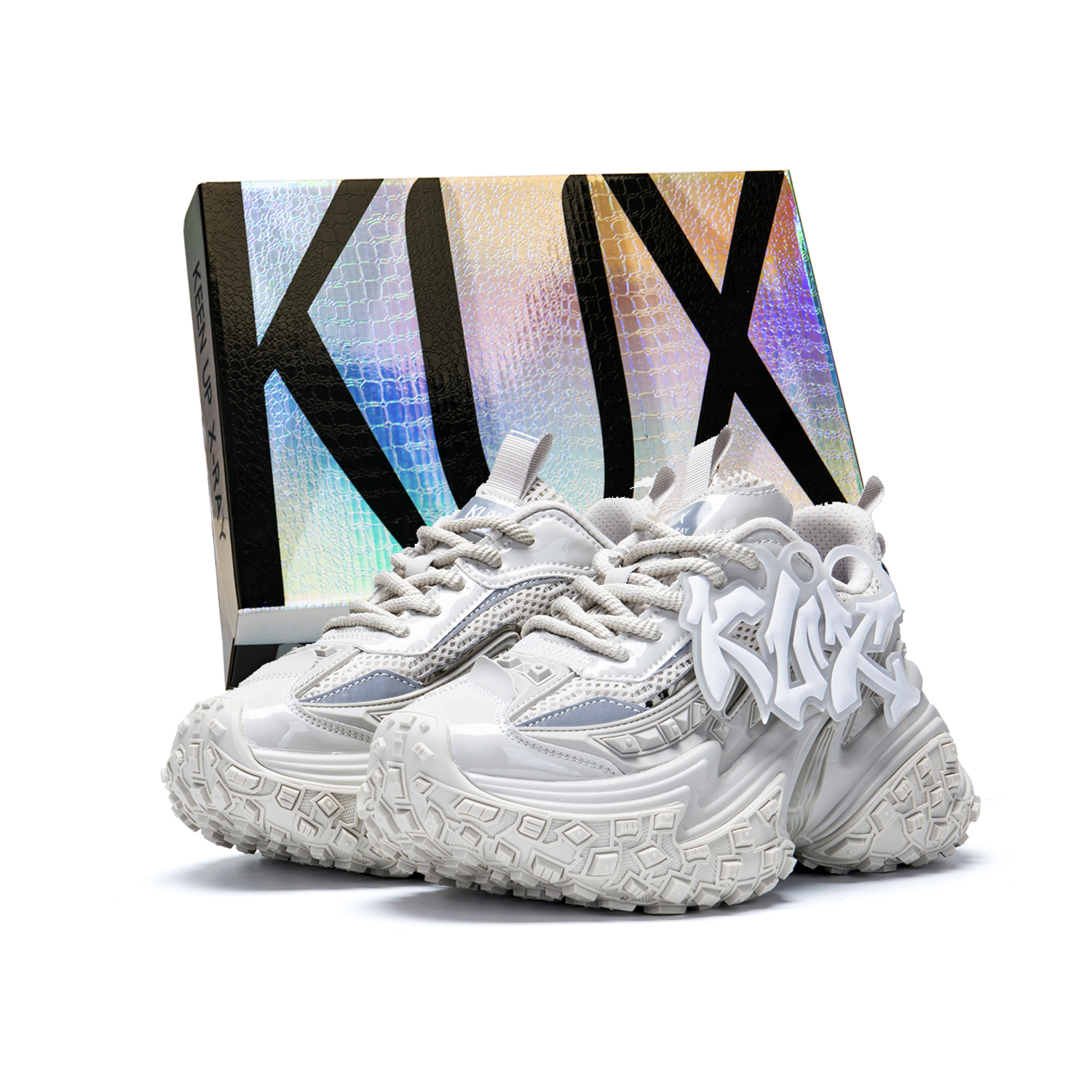 

KUX Городские меха амортизирующие нескользящие износостойкие дышащие низкие массивные кроссовки унисекс с коробкой - бежевые, цвет Beige