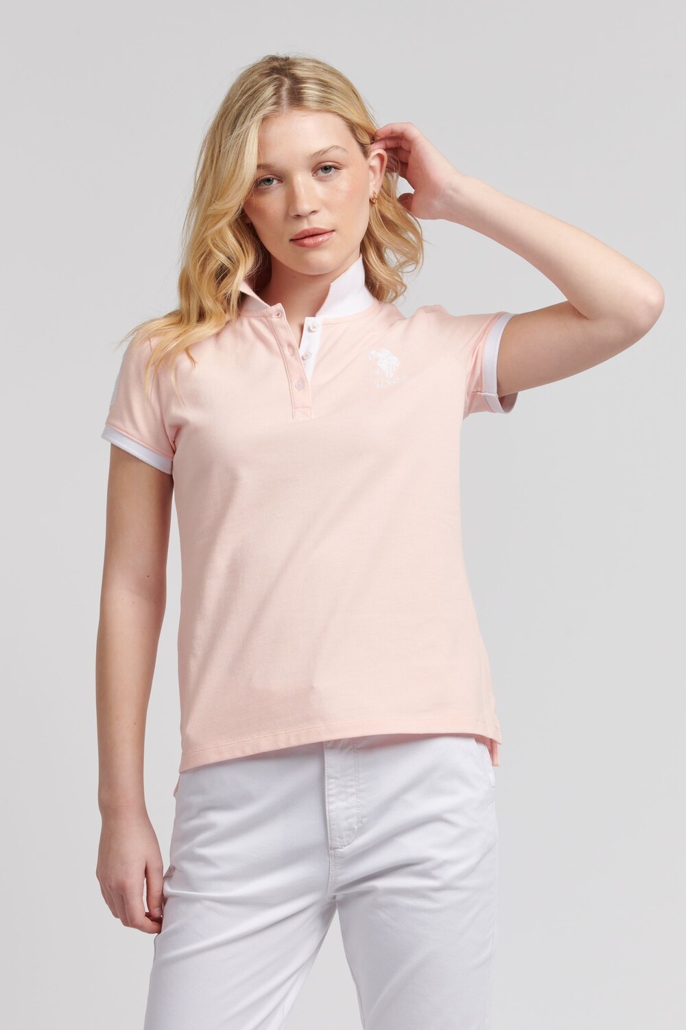

Женская рубашка-поло из пике player 3 U.S. Polo Assn, розовый