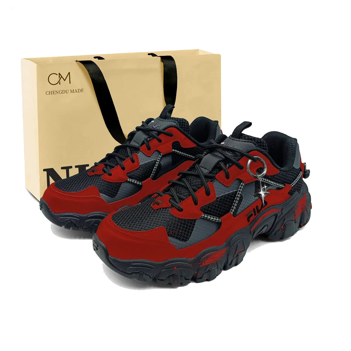 

FILA FLUID V2 Luck On Your Side кроссовки низкие повседневные unisex красные с сетчатой амортизацией и водонепроницаемостью