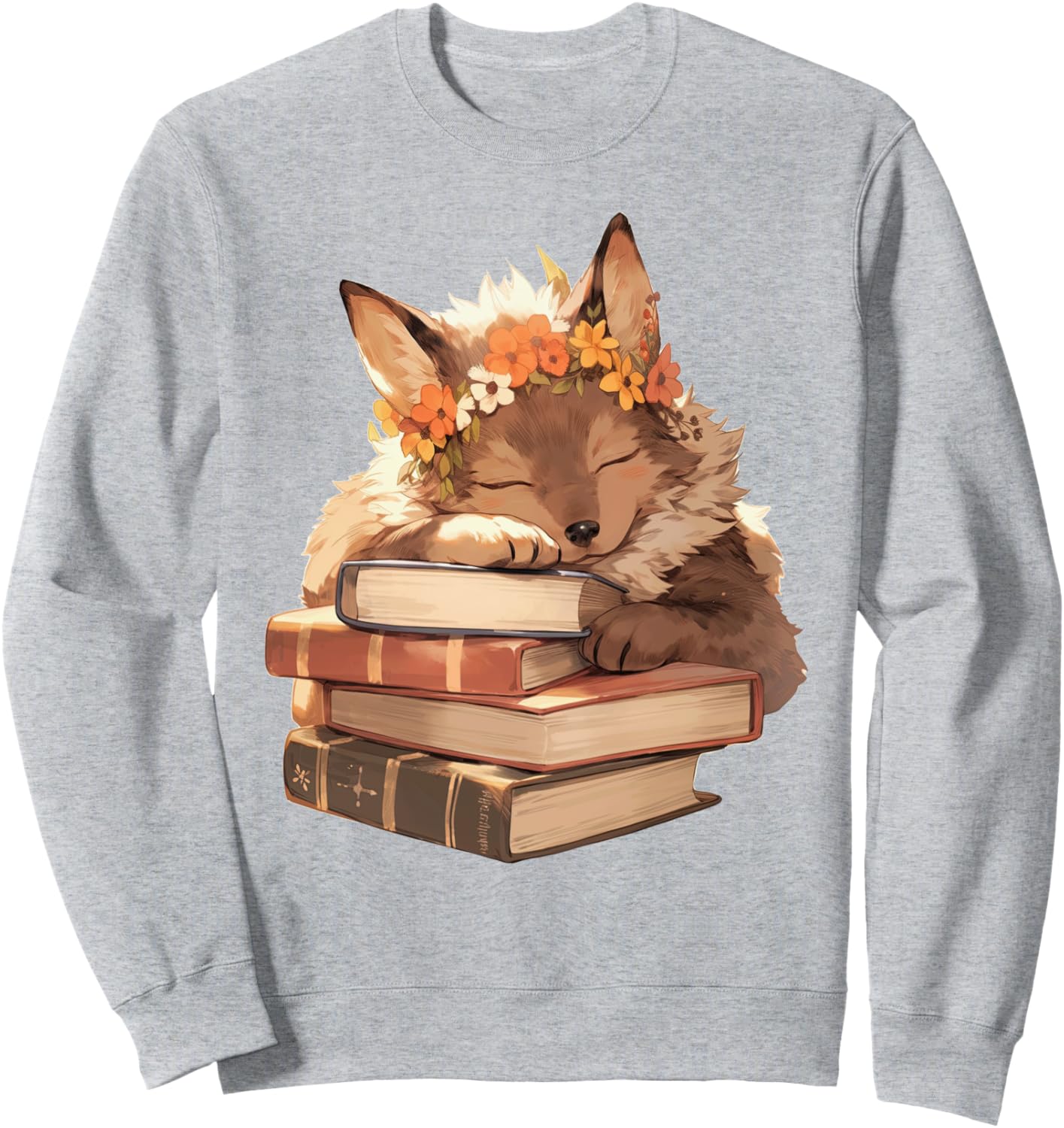 

Толстовка в стиле коттеджкор с цветочным рисунком, лисой и милым гобликом Cottagecore Goblincore And Fairycore Stuff, серый