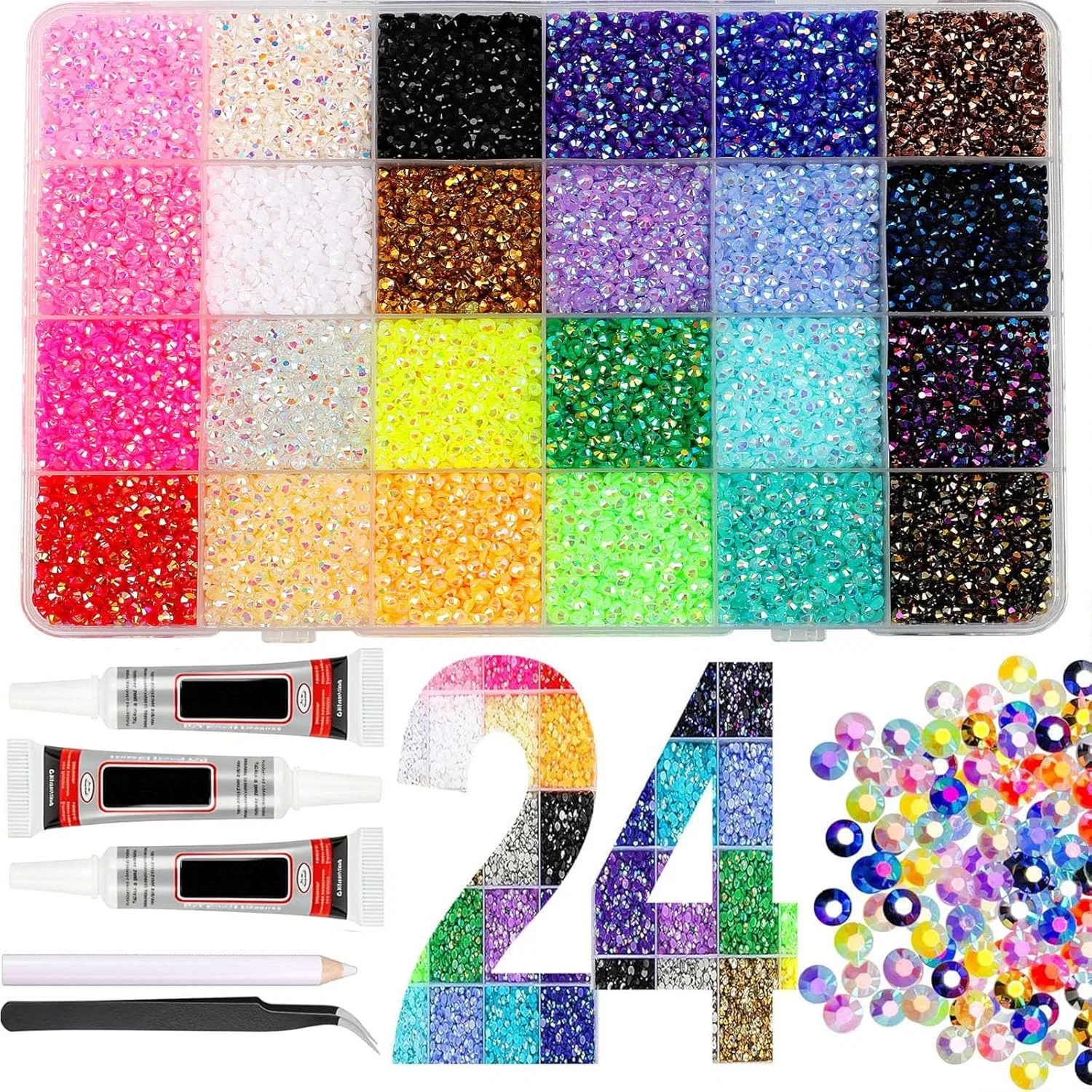 Набор страз для декора 2026 Bedazzling Kit, 24 цвета Generisch, 24 Colours