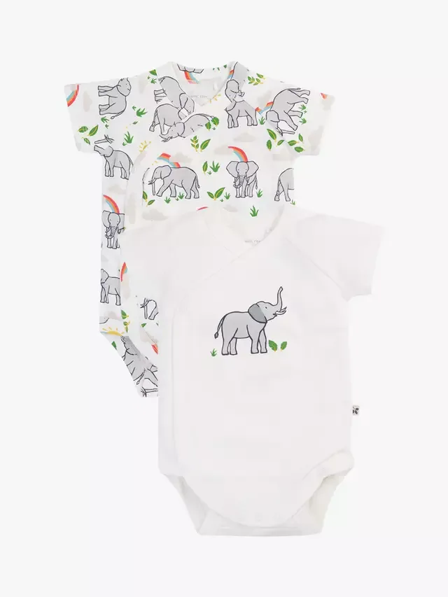 Детский летний боди Shay с коротким рукавом, комплект из 2 штук, цвет Elephantplains/белый Frugi