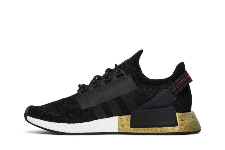 Кроссовки adidas NMD_R1 V2 J 'Black Gold Metallic', черный — фото 4