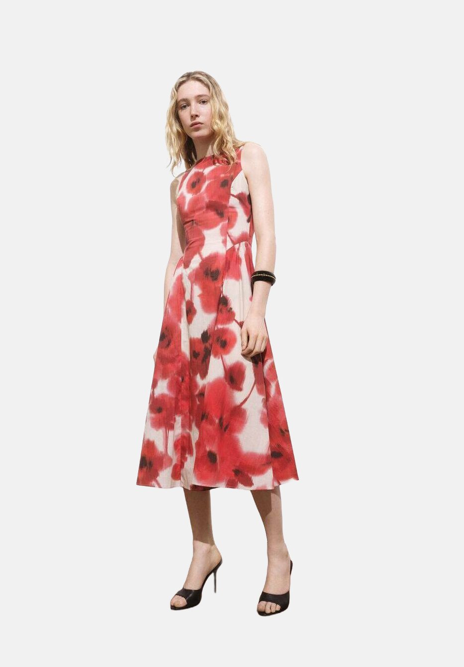 

Повседневное платье FLORAL-PRINT FLARED Mango, кремовый