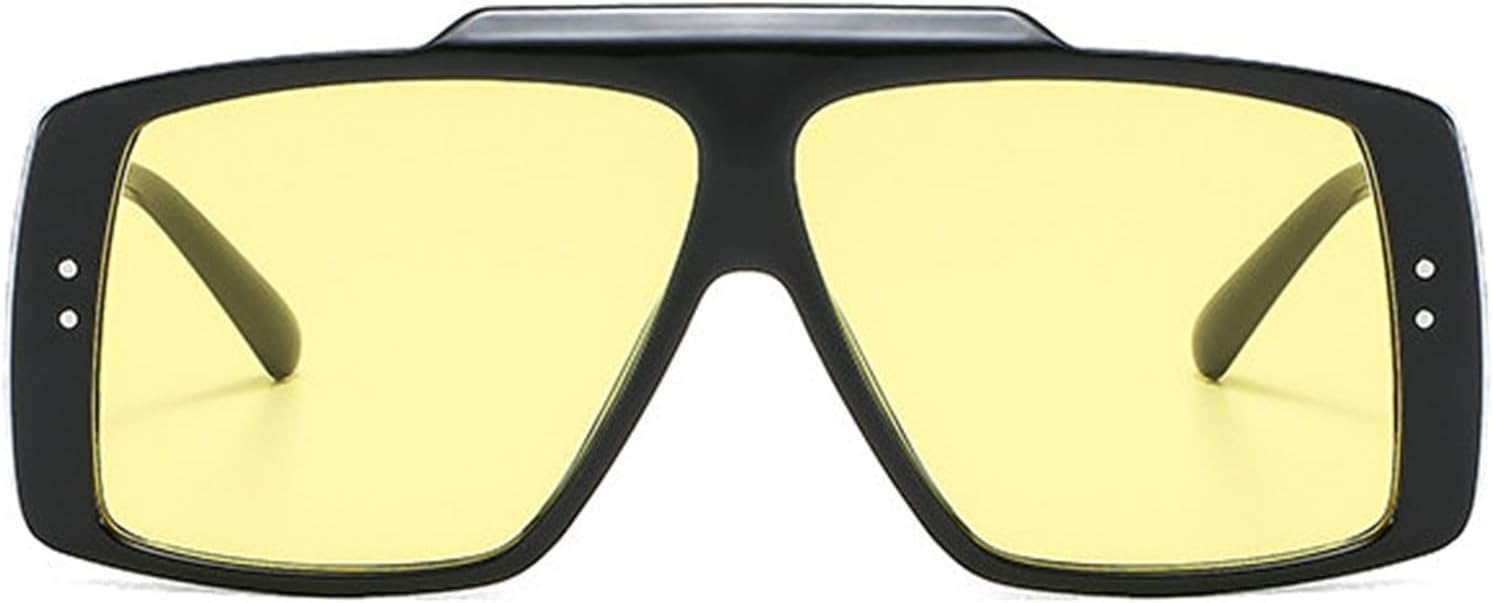 

Винтажные большие квадратные солнцезащитные очки для женщин и мужчин в стиле ретро, ​​роскошные, с плоской верхней частью, с градиентным желтым покрытием, защита от ультрафиолета UV400 willochra, Black Yellow