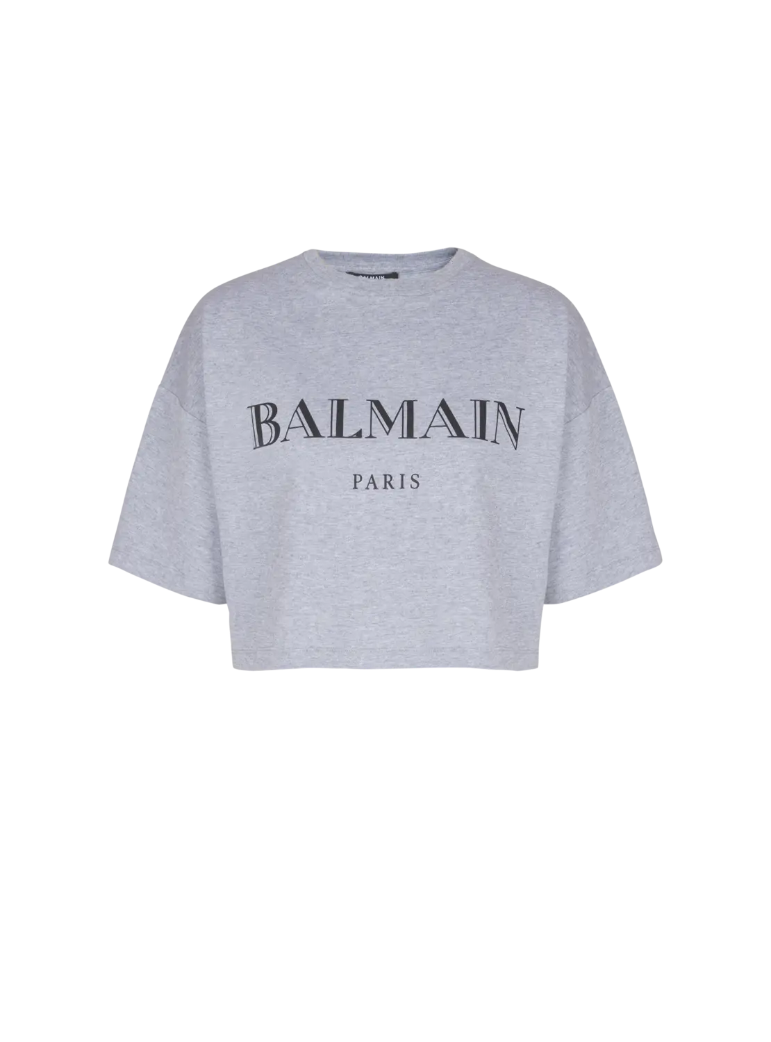 

Свободная укороченная футболка с принтом Balmain, серый