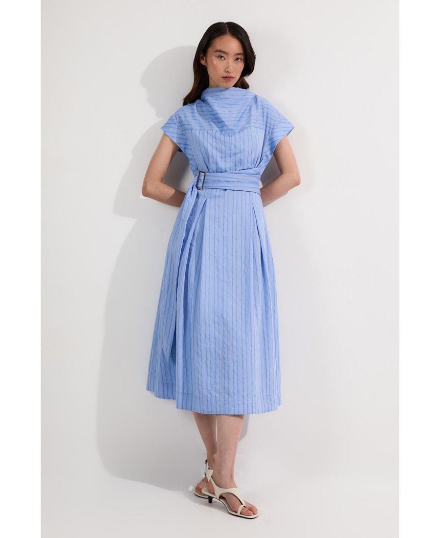 

Женское тканое платье-рубашка миди с поясом Karen Millen, Blue