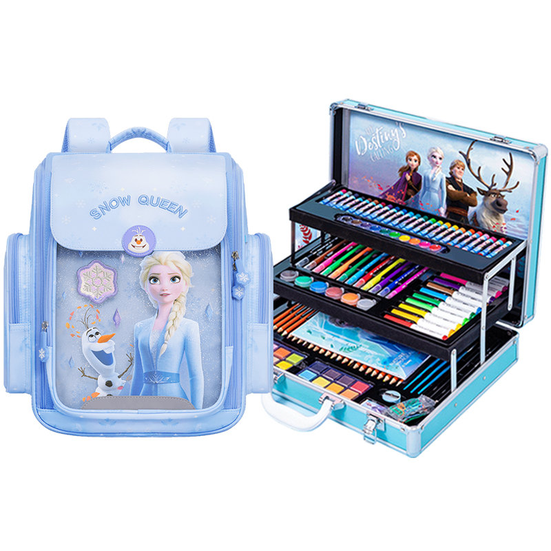 

Disney Полиэстеровый вместительный рюкзак для школьников с молнией, Blue+Painting