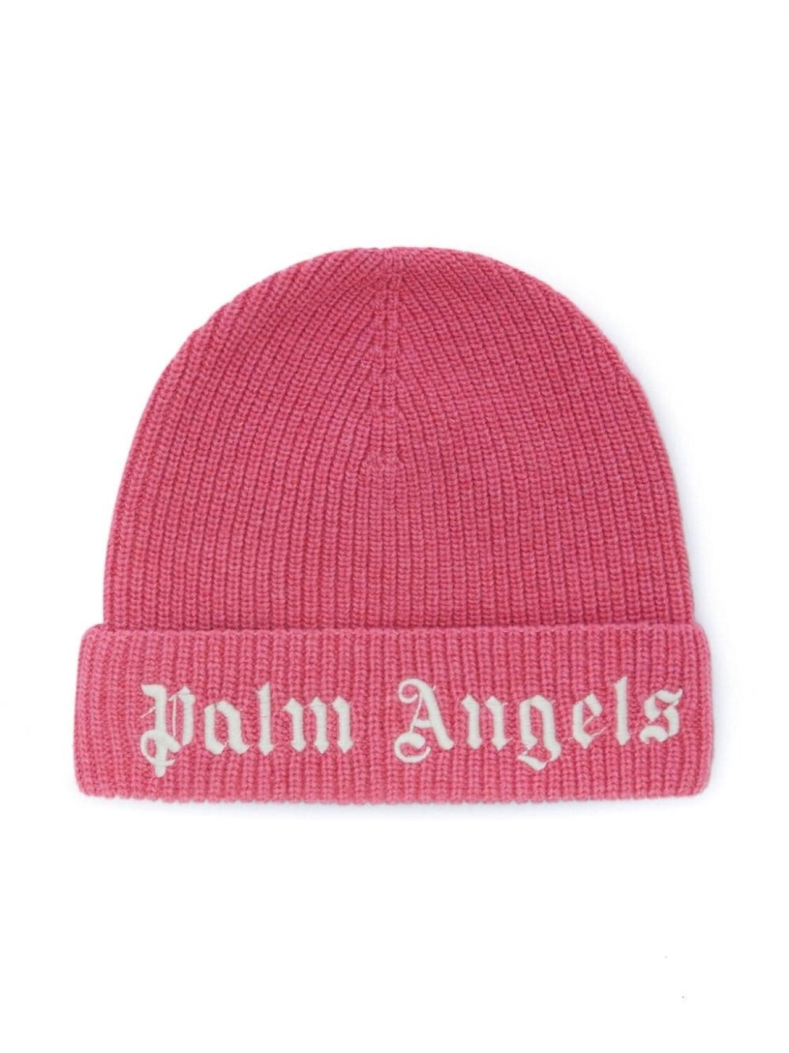 

Palm Angels Kids шапка бини в рубчик с вышитым логотипом, розовый