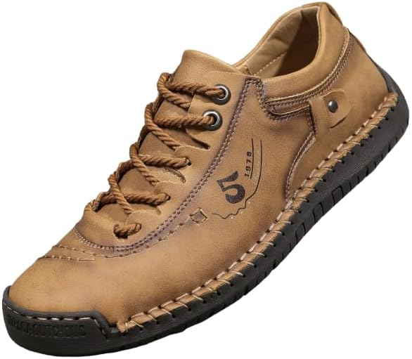 

Мужские слипоны из кожи Hhhchpm - легкие полуботинки средней высоты для прогулок и вождения, коричневый