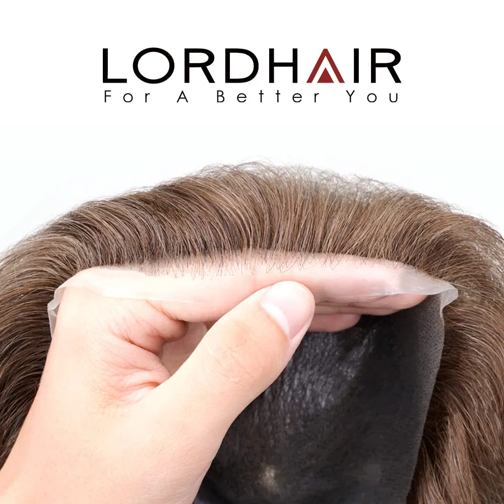 Мужской парик Lordhair Knotless из натуральных волос, 8 x 10 дюймов Lordhair, Medium Dark Brown 4# (Ash) — фото 4