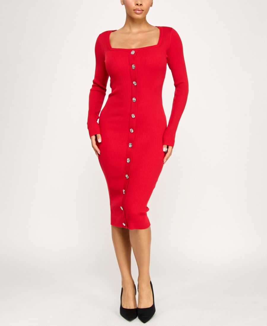 

Детское платье-свитер миди с застежкой на пуговицы спереди Rosie Harlow, Red